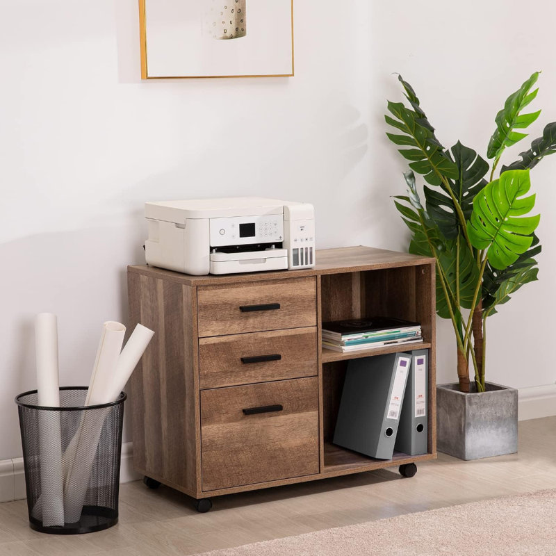 Armoire de bureau roulante avec tiroirs, organisateurs d'armoires de bureau latéraux, armoires de bureau