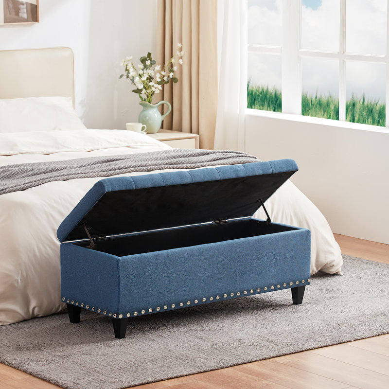 Ashtin Upholstered Ottoman, Blue
