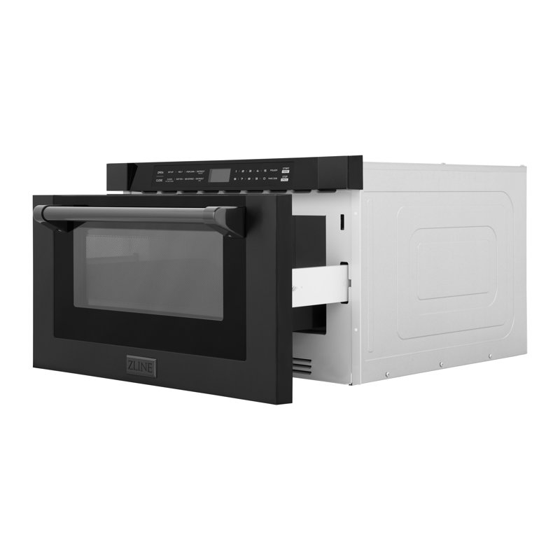 ZLINE 24 in. 1.2 cu. ft. Built-in Microwave Drawer with Traditional Handle, Black Stainless Steel