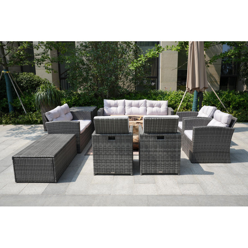 9 - Person Patio Conversation Set with Cushions