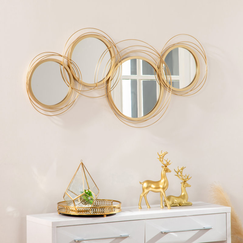 Metal Flat Wall Mirror, Gold