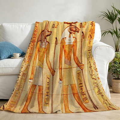 Jeté transparent en flanelle de polaire ultra douce, impression de l'Egypte ancienne, impression recto