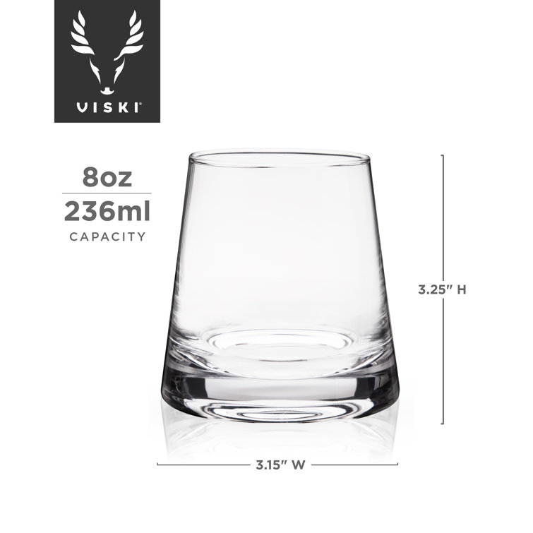 Viski Mountain Tumblers Set of 2 - Crystal Hand-Blown Cocktail Glasses Set  - 9 Oz Capacity, Clear