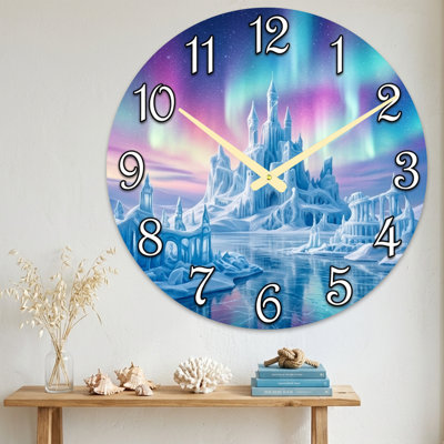 Landscape & Nature Ice Castle Aurora Sky Reflection Water Ultra Clear Glass Wall Clock