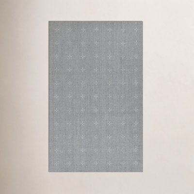 Patton Light Blue Hand-Loomed Geometric Wool Rug