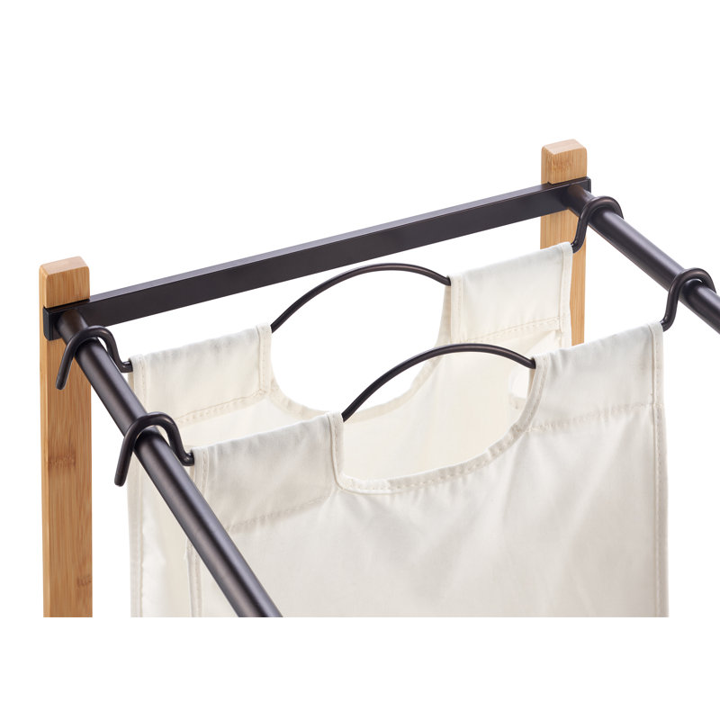 Chariot à linge Bamboo Basics 2, Bambou et blanc