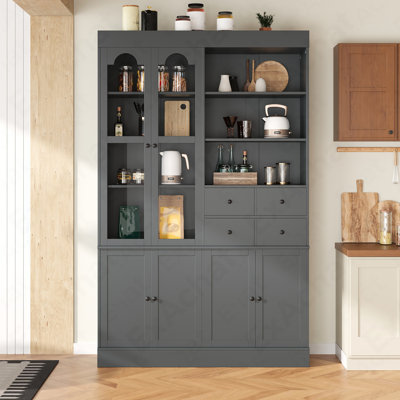 Freestanding Buffet With Hutch 47.2X15.7X75in - Multi-Shelf Pantry Cabinet For Dining & Living Room