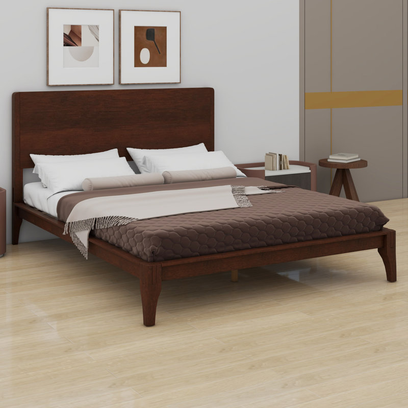 Modern Wood Platform Bed With Slat Support, Chocolate, Full