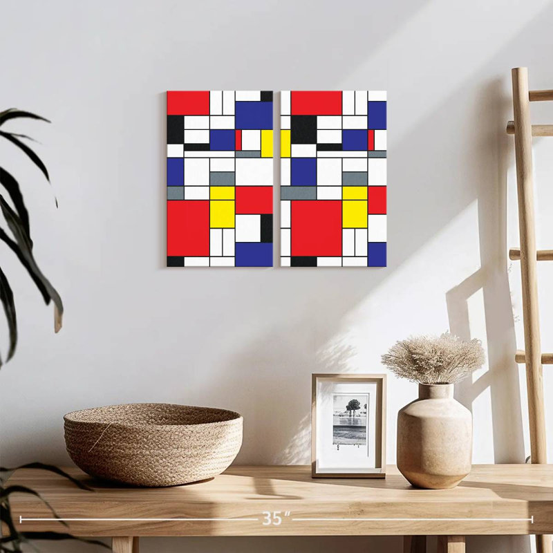 Geometric Mondrian I Multi Piece Canvas Print, 12" H x 17" W x 1" D