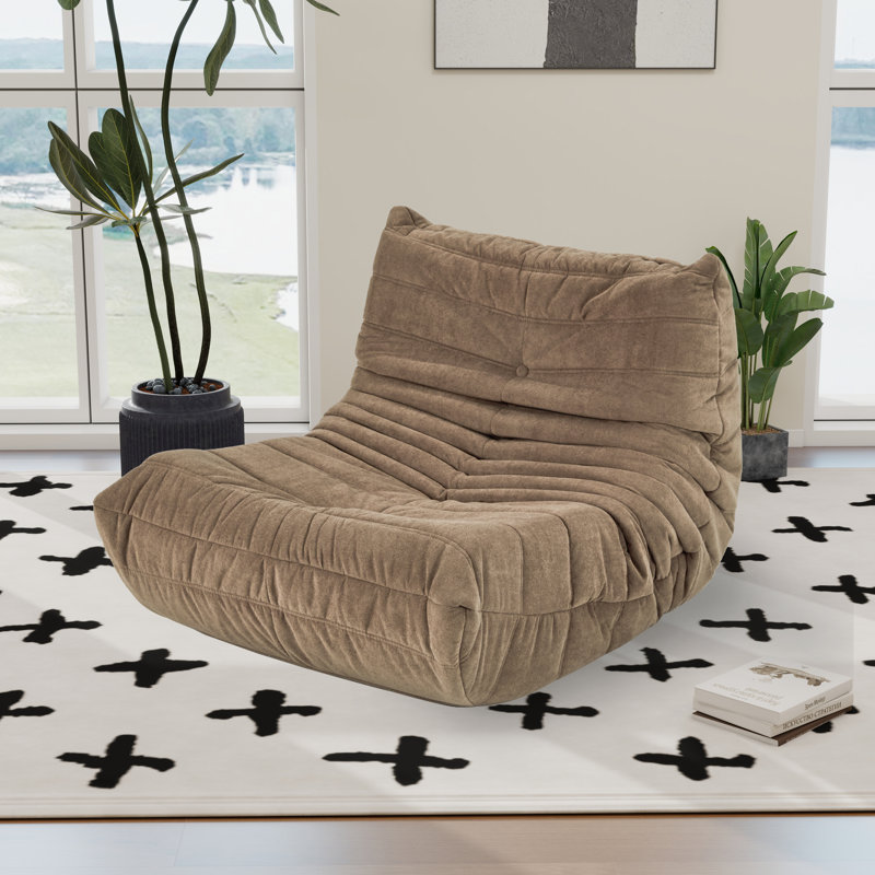 Fauteuil à billes et méridienne, Velours brun