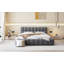 Grand lit plateforme tapissier avec tissu épais, lit au sol avec structure solide-1356830509