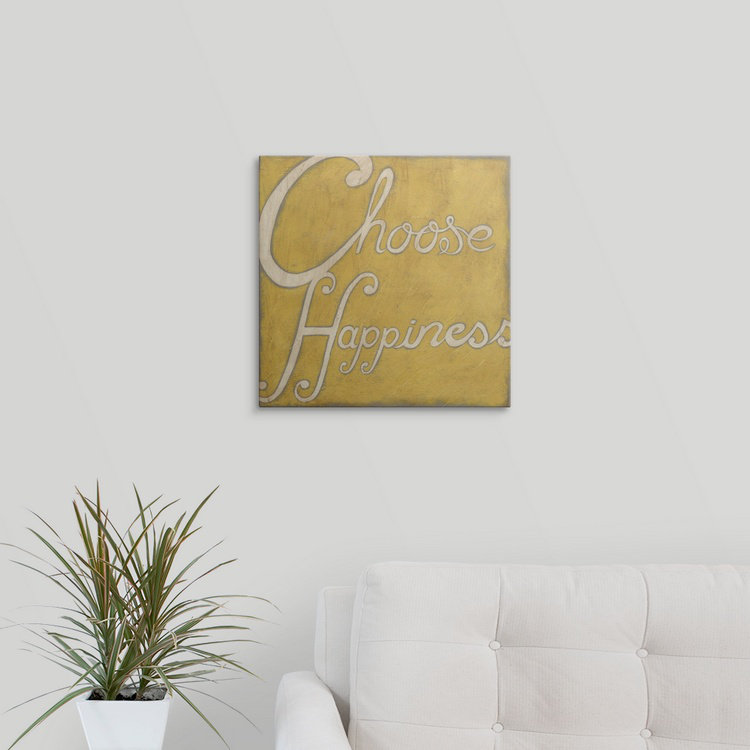 Gelilah, art textuel «Choisir le bonheur», H 35 po x l 35 po x 1,5 po, Toile