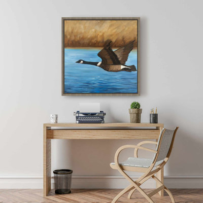 Rustic Canada Goose Canvas | Bedroom Bird Framed Wall Art