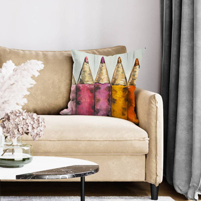 Colouring pencils - 20"x20" Throw pillow - Poly twill - Print on demand