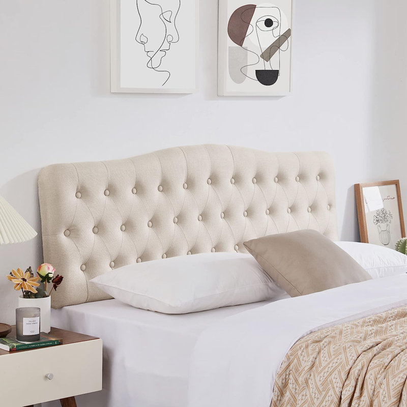 Dayanis Upholstered Headboard, Beige, Queen