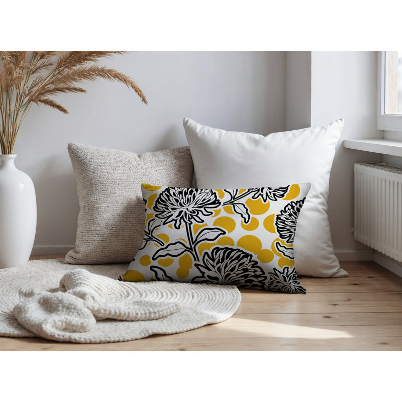 Oreiller rectangulaire réversible intérieur / extérieur Jae, Jaune, Rectangle H 18 po x l 25 po