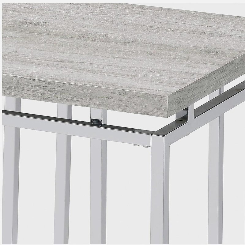 Table d'appoint en chêne naturel avec traitement de surface chromé