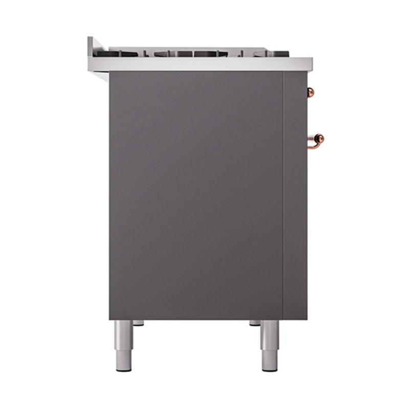 Cuisinière ILVE Nostalgie II Series 48 po à double combustible avec 8 brûleurs scellés et plaque de cuisson (gaz naturel, porte pleine)