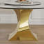 Ensemble de table de salle à manger 59 "en pierre frittée ronde 59" avec base de sablier en acier inoxydable doré - Table de cuisine de luxe moderne d'aspect marbre pour 4-6 personnes, résistante aux égratignures et à la chaleur