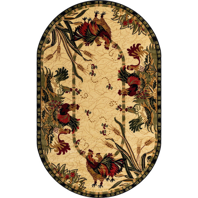Tapis beige Josie-Leigh, Ovale 5 pi x 8 pi