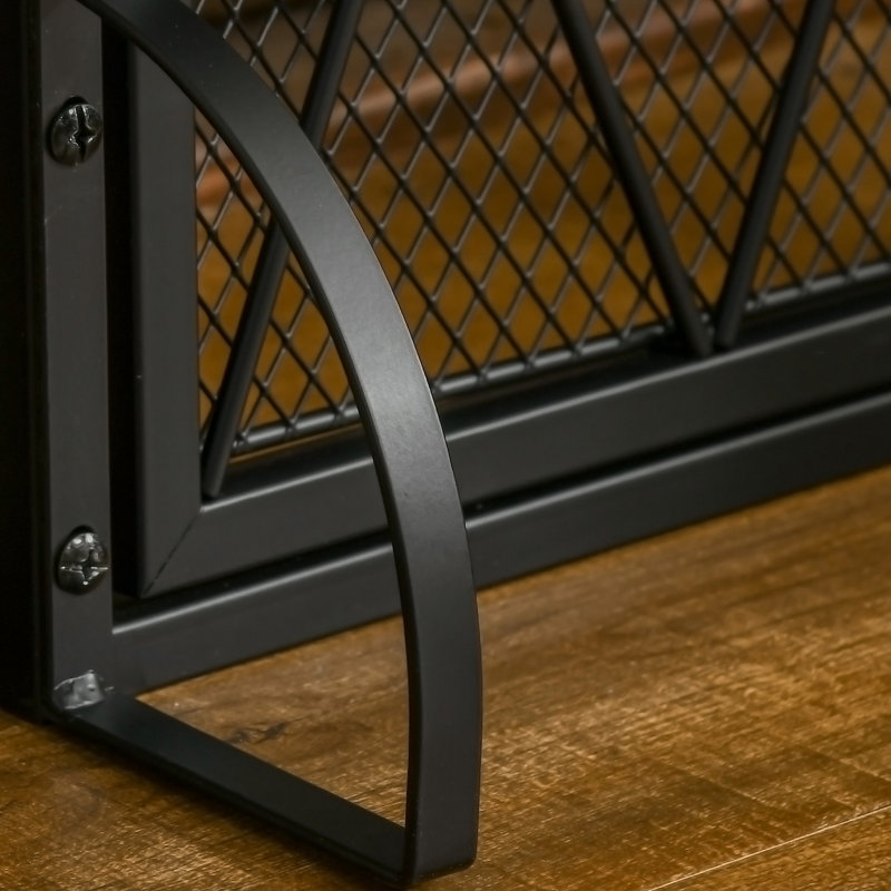 Pare-étincelles pliable à 3 panneaux, 47,04 po x 31 po, pare-étincelles à double porte en acier noir pour la combustion du bois, assure un abri facile à replier avec portes, protège les braises,