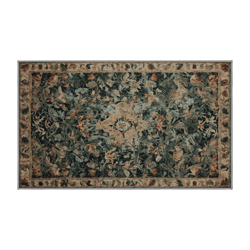 Machine Washable Brown Area Rug, Rectangle 5' x 7'