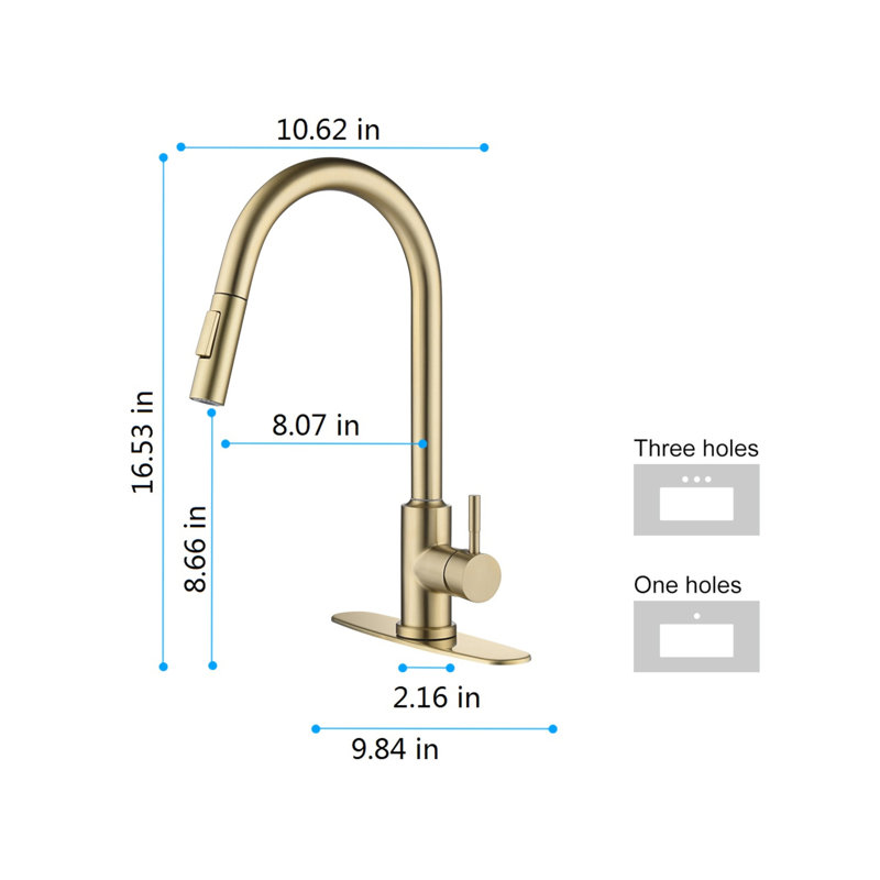 Brushed Gold Stainless Steel Touch Kitchen Faucet with Pull Down Sprayer