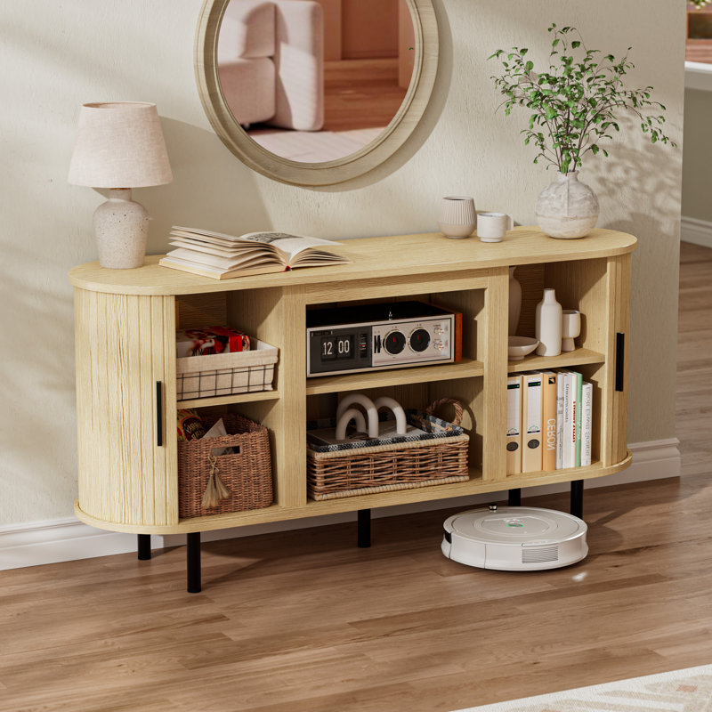 Meuble télé 55 po Mid-Century, Chêne naturel