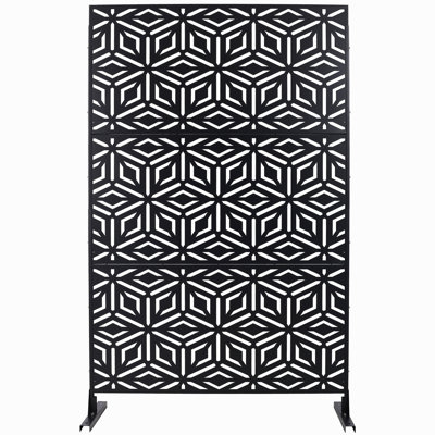Écran d'intimité extérieur et intérieur en métal H 76 po x l 48 po, écran d'intimité décoratif autoportant pour terrasse de balcon de terrasse, panneaux de clôture d'intimité pour jardin extérieur PS115
