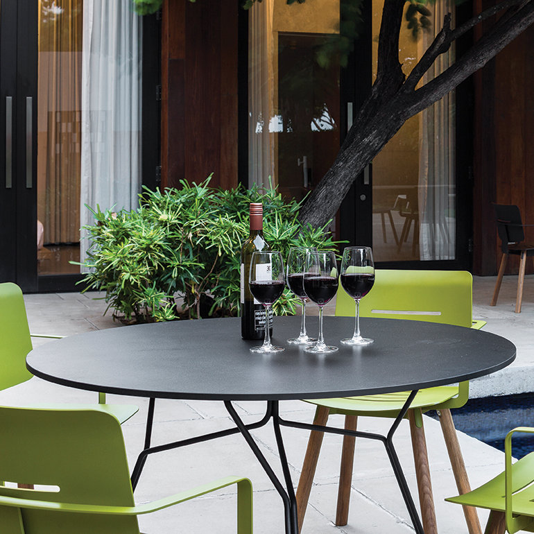 Serac Dining Table, Black HPL Top