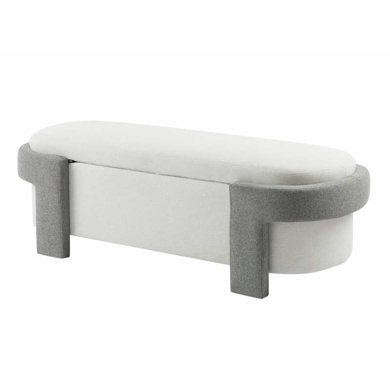 Raye Large Versatile Fabric-Upholstered Storage Ottoman Bench with Durable Construction and Stylish Design, Light Gray