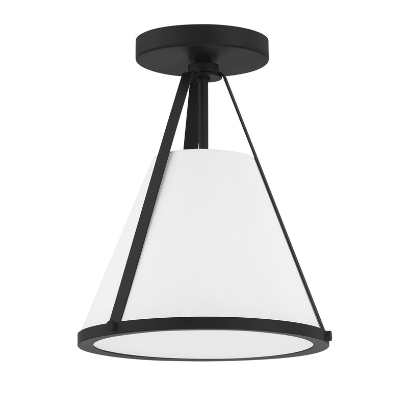 1 Light Semi Flush Mount, Black
