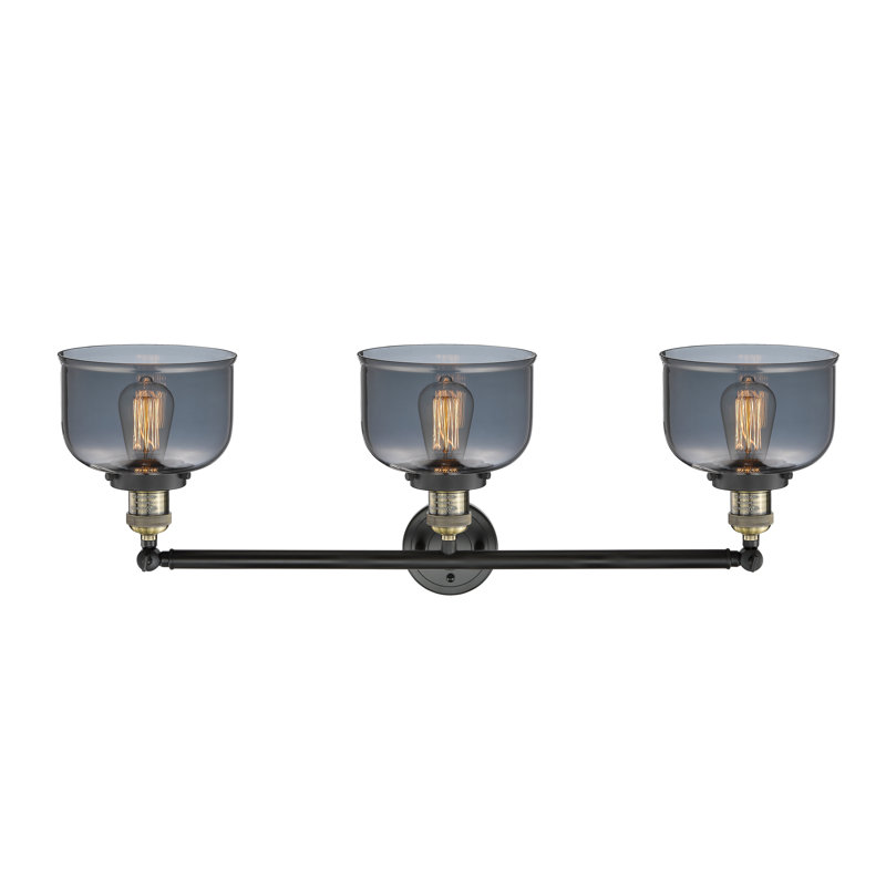 Bell - Luminaire de meuble-lavabo 3 lumières 32 po, Plaqué couleur fumée, Laiton antique noir, Incandescent