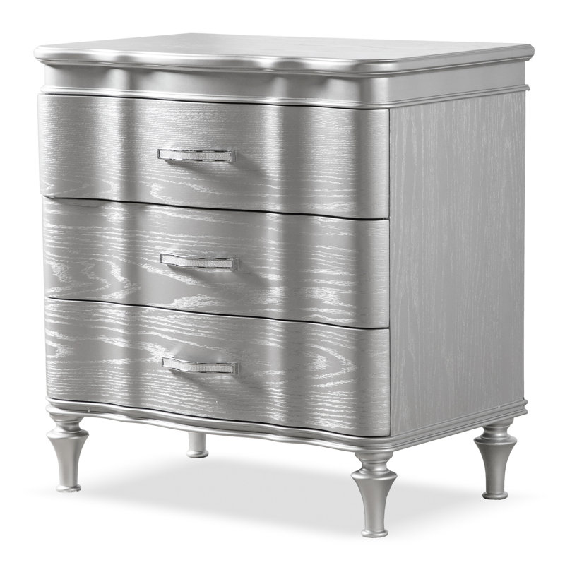 Seabliss 3-Drawer Nightstand, Silver