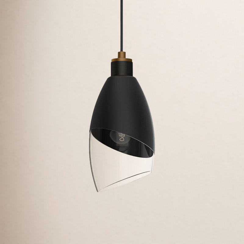 Luminaire suspendu simple à 1 lumière Tabitha, Noir mat