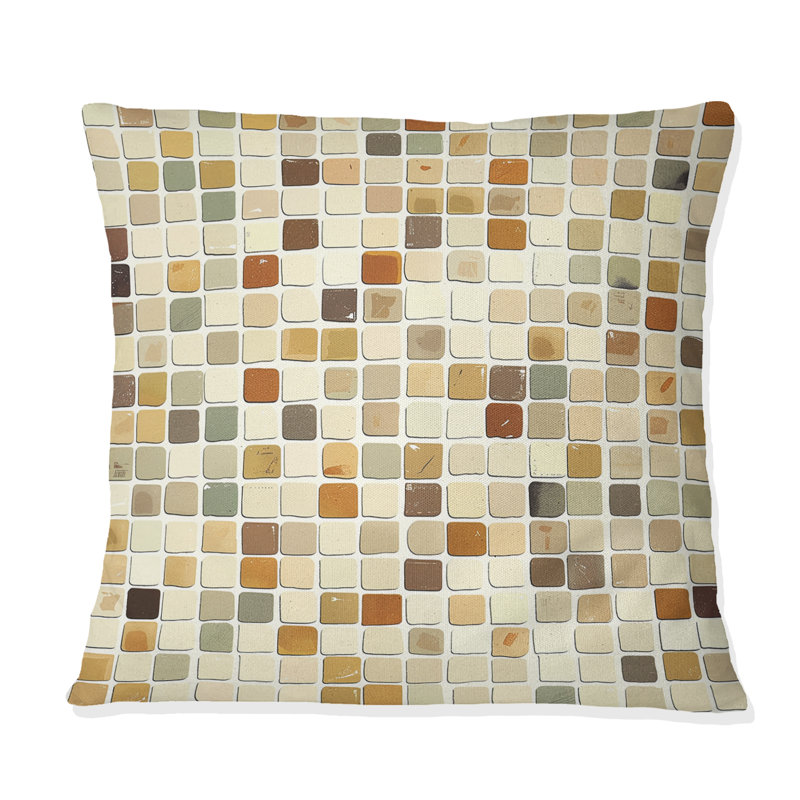 Coussin décoratif brun Midcentury Mosaic III - Midcentury, H 16 po x l 16 po