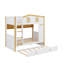 Lit superposé avec garde-corps en forme de maison et lit gigogne, lit superposé en bois avec tablettes de rangement