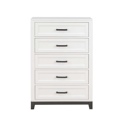 Commode en bois 5 tiroirs Garretson avec rangement spacieux et design rustique élégant pour l'organisation de la chambre à coucher