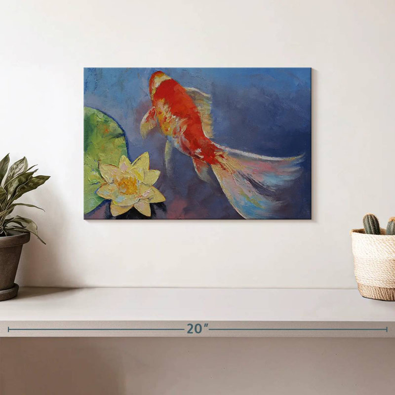 Koi On Blue And Mauve, 8" H x 12" W