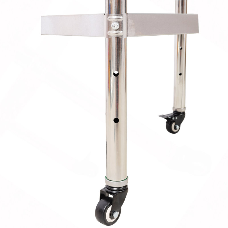 Table de préparation en acier inoxydable, 24 x 15 x 35 1/2 po, capacité de travail de 440 lb, table de travail en métal robuste avec tablette de dosseret réglable et 4 roulettes, poste de travail commercial pour restaurant de cuisine