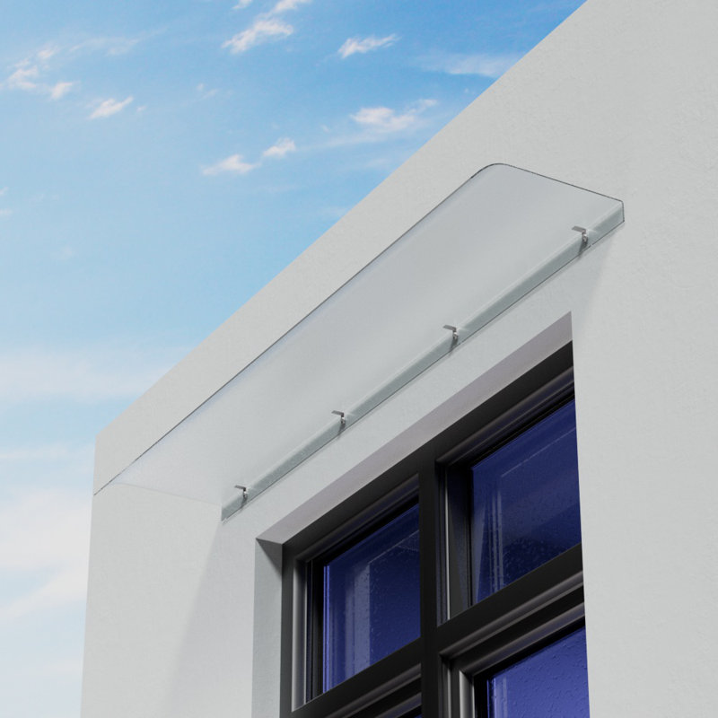 160cm W x 33cm D Door Canopy Window Awning, White, No Pattern