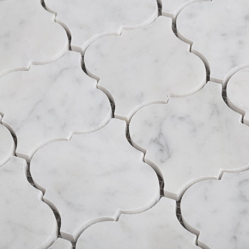 12” x 12” Carrara White Lantern Mosaic Marble Tile Sheets Polished for Wall and Floor (Set of 10)