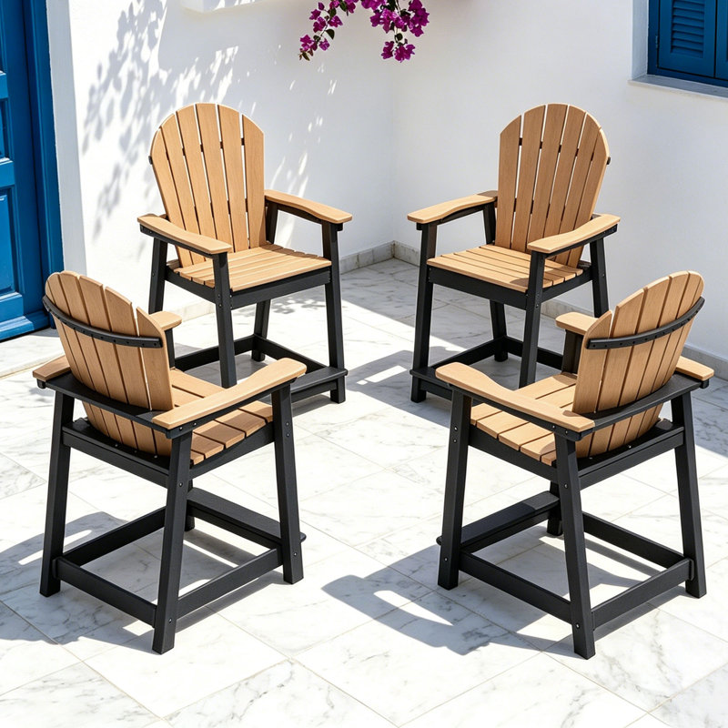 Chaise de bar d'extérieur Hdpe Adirondack, Black, Brown