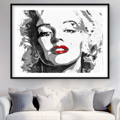 Marilyn Monroe, rétro femme, reproduction encadrée avec passe-partout | Décoration intérieure