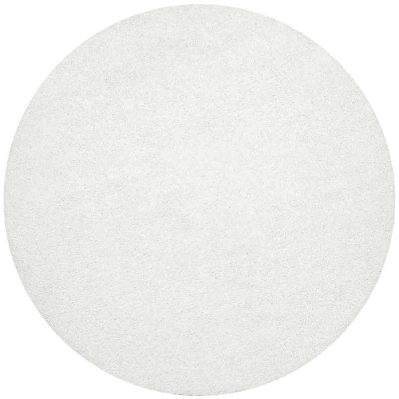 Assar Handmade Shag White Area Rug , Round 5'
