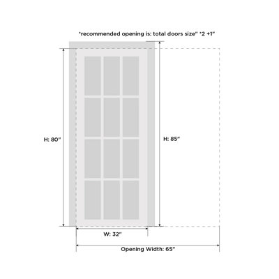 Porte coulissante à galandage avec vitrage transparent 3 carreaux Lucia 2555 Blanc Soie Ensemble de garnitures Rail Quincaillerie Bois massif Intérieur Chambre Portes robustes - 32 po x 80 po