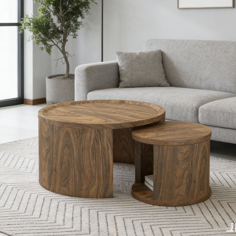 Ensemble de tables basses rondes, Bois