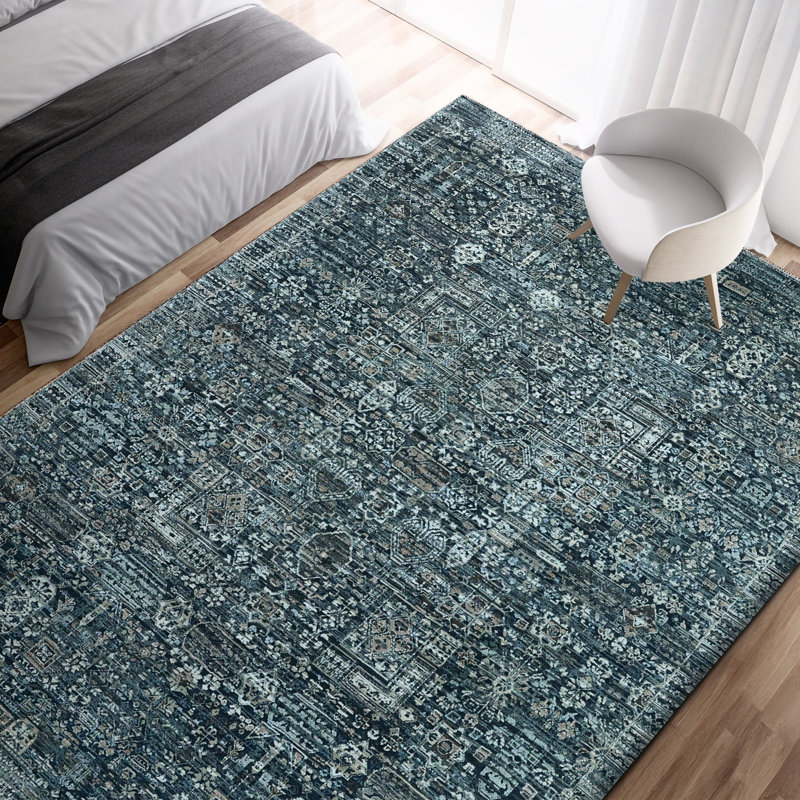 Tapis gris anthracite noué à la main de haute qualité, Rectangulaire 8 pi x 10 pi