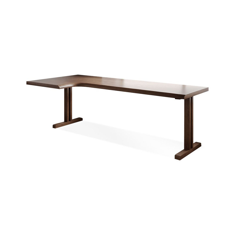 Light walnut L-Shaped Solid Wood desks, Left Hand Return, 29.53" H x 78.74" W x 35.43" D