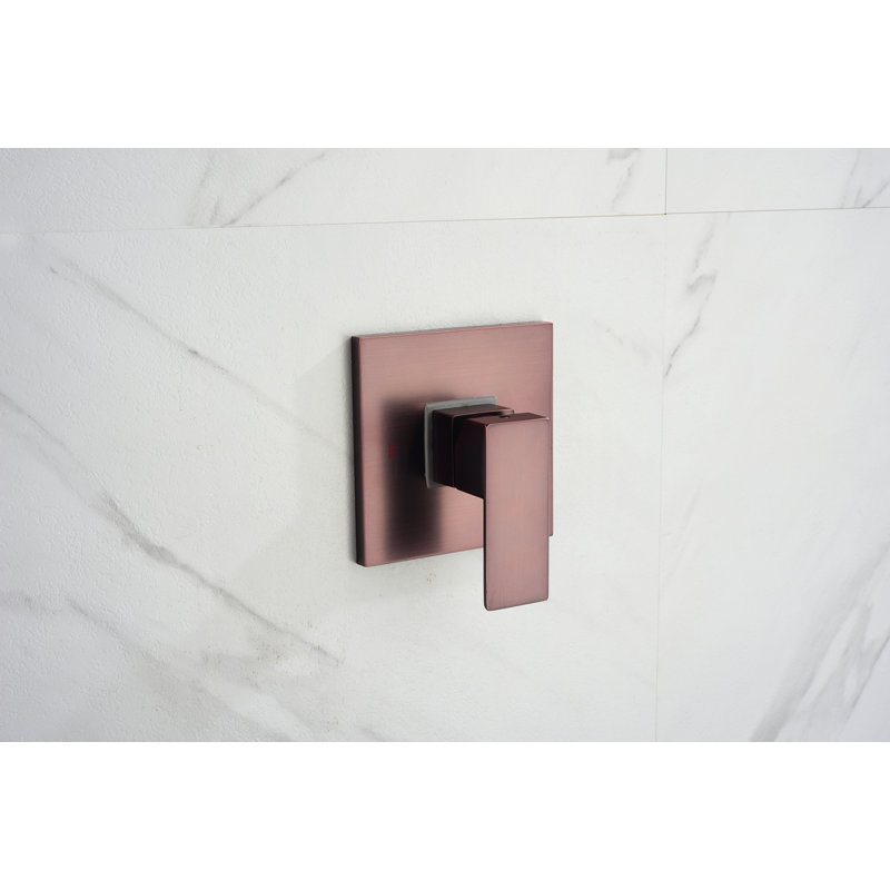 Système de douche carré complet avec valve brute, Bronze huilé